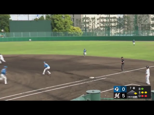 【ファーム】ファイターズ・阪口樂 難しい打球を飛び込んでキャッチ!!  2024年5月22日 千葉ロッテマリーンズ 対 北海道日本ハムファイターズ
