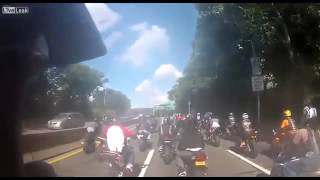 Road Rage SHOCKING Moment Car Runs Over Crowd of Bikers in New York City