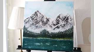 Mountain landscape painting | Acrylic painting | Lake painting | Textured painting
