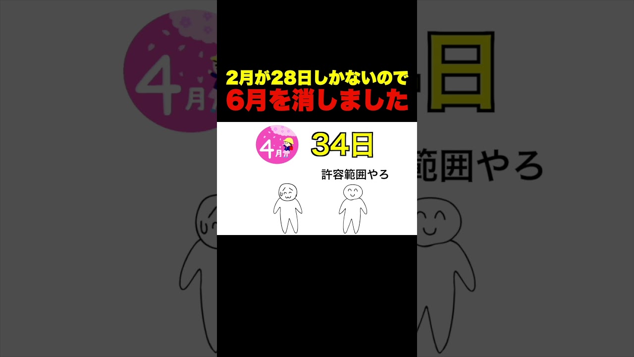 2月が28日しかないので、6月を消しました。 #anime #アニメ #へっぽこアニメ #コント #ツッコミ #2月