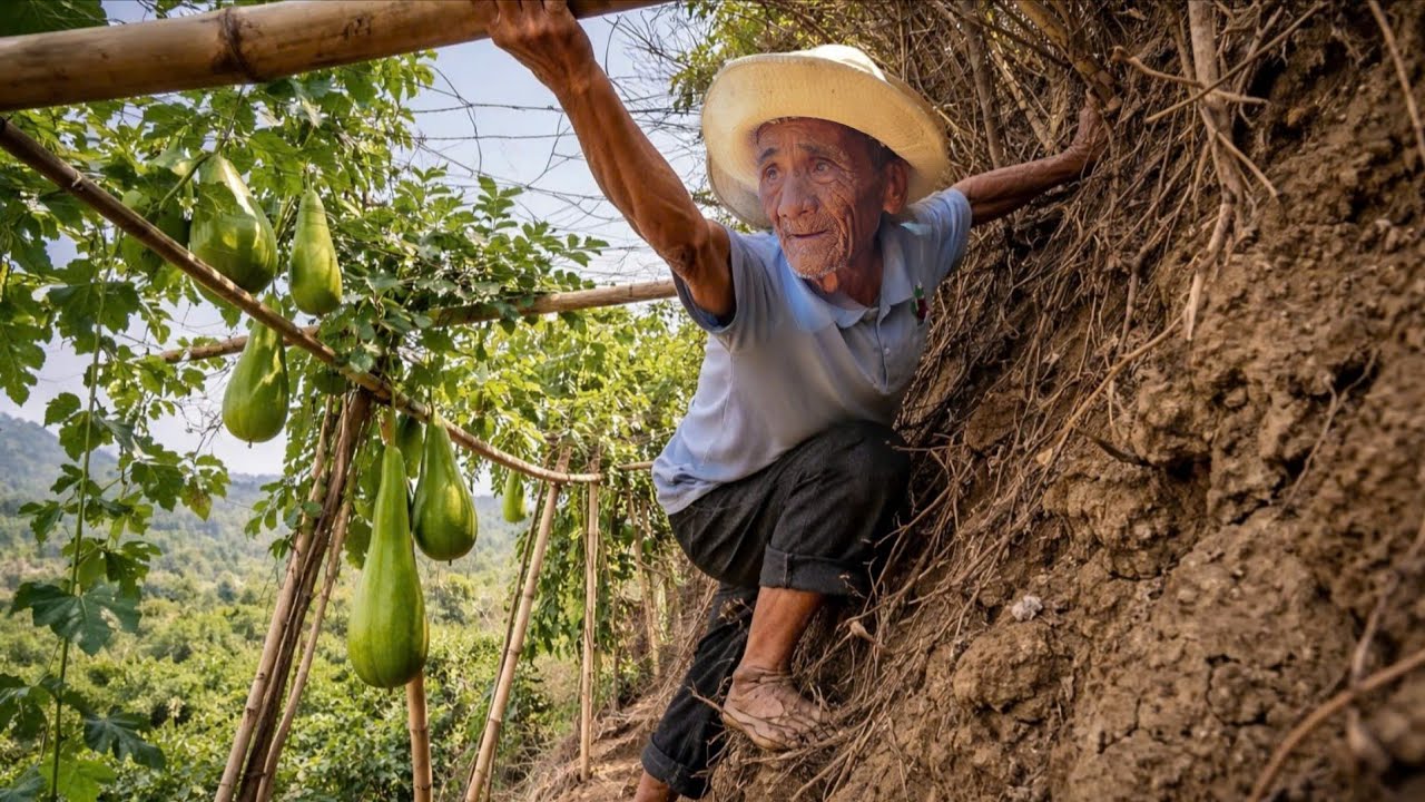 87-Year-Old Grandpa Builds a Smart Pumpkin Trellis with a Surprisingly Effective Method