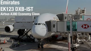 Flying the biggest plane to Turkey! Emirates EK123 Dubai - Istanbul A380 Economy Class Flight Report