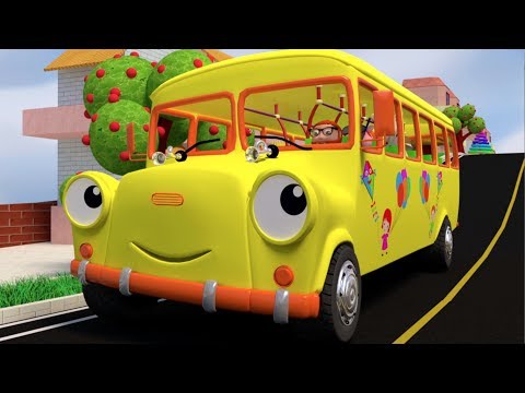 WHEELS ON THE BUS GO ROUND AND ROUND NURSERY RHYME WITH LYRICS - YELLOW SCHOOL BUS Video