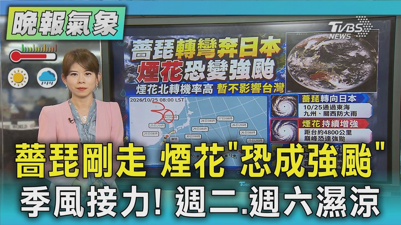 天氣/薔琵剛走 煙花「恐成強颱」季風接力! 週二.週六濕涼|TVBS新聞 @TVBSNEWS01