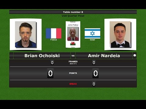 Snooker U18 1/4 Final : Brian Ochoiski vs Amir Nardeia