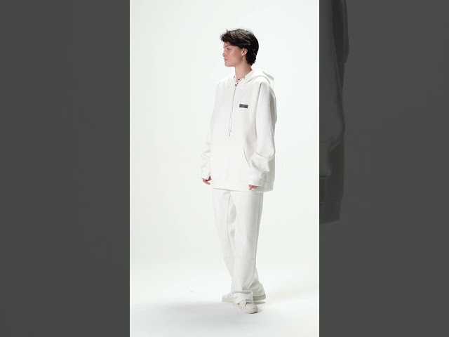 هودي أوفرسايز برباط للجنسين - أوف وايت