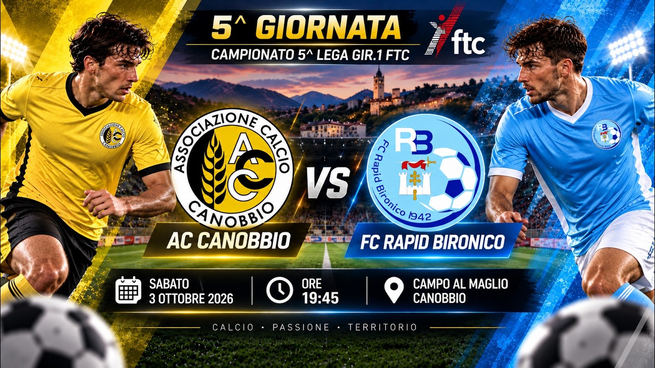 🔴 LIVE | AC Canobbio vs FC Rapid Bironico | 5ª Giornata – 5ª Lega Regionale | FTC #swissfootball
