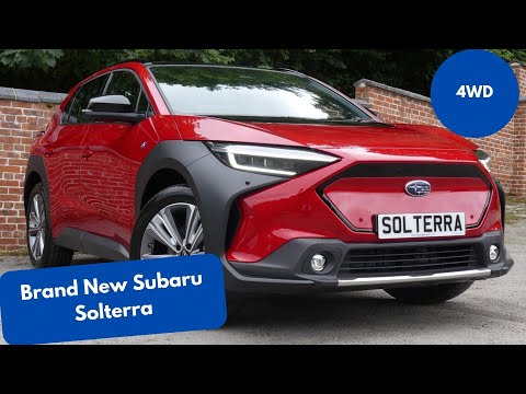 Brand new Subaru Solterra Touring EV in Emotional Red Pearl paint