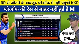 RR से जीतने के बावजूद KKR नही जाएगी प्लेऑफ में | MI के पास है मौका | Mumbai Indians Playoffs Chances