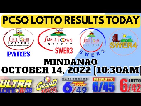 PCSO LOTTO RESULTS TODAY! October 14, 2022 @ 10:30 AM| STL PARES,SWER2,SWER3-4 MINDANAO