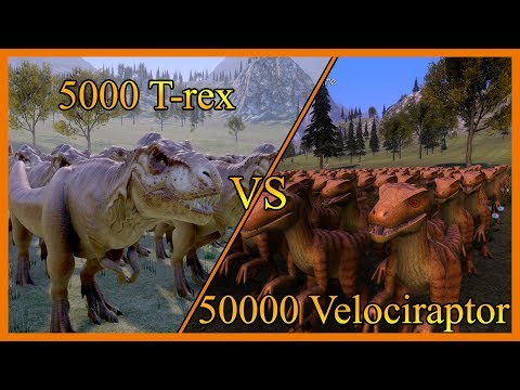 JURASSIC WORLD 5000 T-rex vs 50000 Velociraptor -  Dinosaurs Battle-  Ultimate Epic Battle Simulator