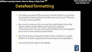 How to Setup a Data Feed in Affiliate Program