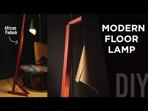 Making a Modern Floor Lamp | African Padauk Wood