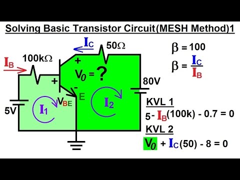 Electrical Engineering: Ch 3: Circuit Analysis (34 of 37) Solving Basic Transistor Circuit (MESH) 1