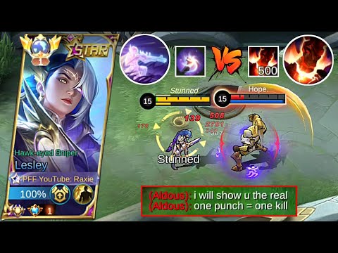 MANIAC!! TOP GLOBAL ONE SHOT LESLEY VS TOP GLOBAL ONE PUNCH ALDOUS (WHO WILL WIN?) - MOBILE LEGENDS