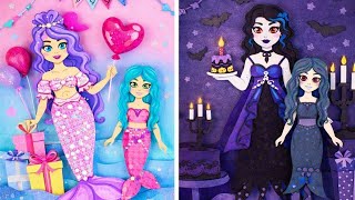Rainbow vs Black Mermaid Transformation! House Makeover & Party Fun ✨