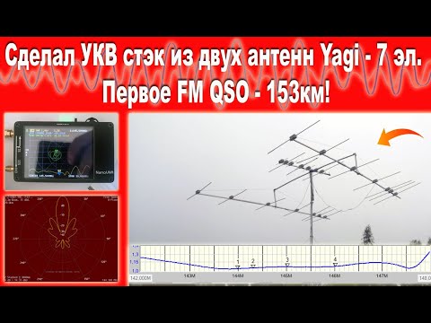 Сделал стэк из 7 элементных Яги на 145 МГц и первое QSO на 153 км.