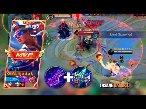 BRUNO INSANE DAMAGE | BRUNO BEST BUILD AND EMBLEM - MLBB
