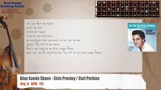 Video thumbnail of "Blue Suede Shoes - Elvis Presley / Carl Perkins Bass Backing Track with chords and lyrics"