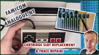 Famicom Analogue NT Game Cartridge Slot Replacement And Trace Repair