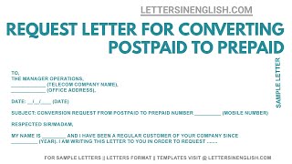 Request Letter For Converting Postpaid to Prepaid – Letter To Telecom Operator