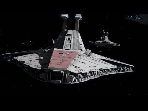 Republic Venator Class Star Destroyer Fleet Exiting Hyperspace - Short Animation