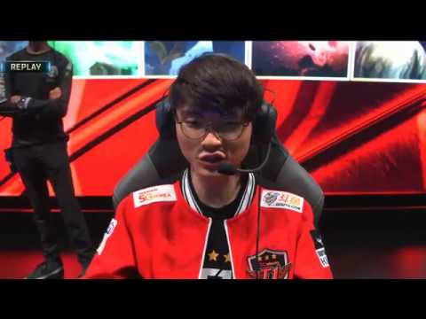 FAKER's Face after being killed by RNG Xiaohu WORLDS 2017 Skt vs RNG