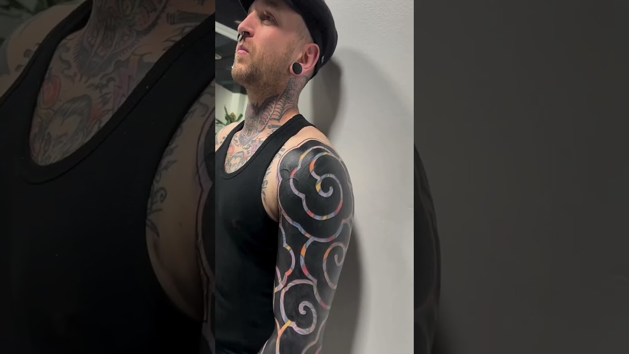Blackout clouds cover up arm sleeve tattoo artist Juanma #tattooideas #worldsbesttattoos #tattoo