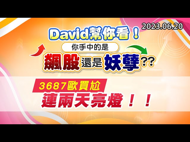20230620《股市最錢線》#高閔漳 “David幫你看，你手中的是飆股還是妖孽？？””3687歐買尬，連兩天亮燈！！”