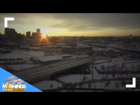 Sunrise on Denver after city receives two feet of snow