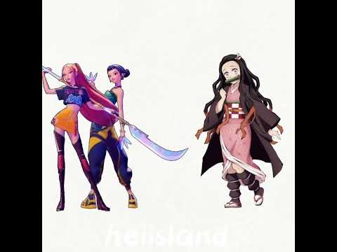 Huntrix vs demon slayer charaters I'm not hating on kpdh