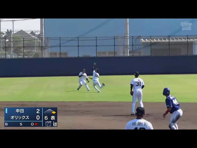 【ファーム】前日支配下登録復帰を果たしたバファローズ・岡崎が難しい打球を好捕!! 2021/8/31 B-D(ファーム)