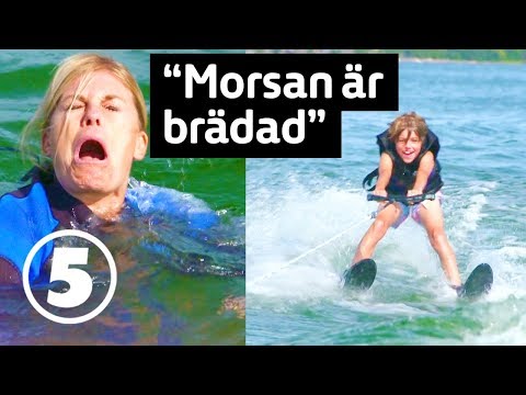 Wahlgrens värld | Pernilla Wahlgren vill imponera på Theo på vattenskidor