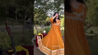 Mustard Embroidered Chiffon Pishwas - Video 1