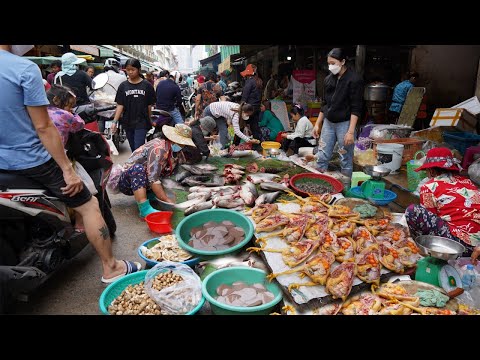 Phsa Touch Morning Scene - Fresh Natural Vegetable, Fruit, Crab, Beef Belly & More in Market