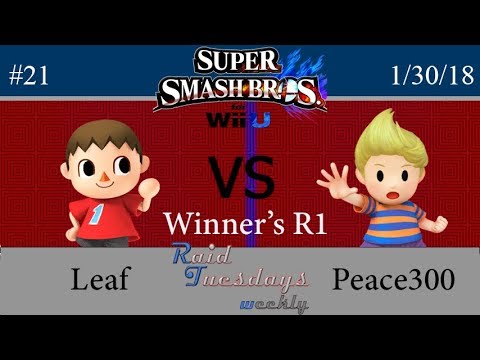 RAID Tuesdays #21 - SSB4 - Leaf (Villager) vs Peace300 (Lucas) - Winner's Round 1