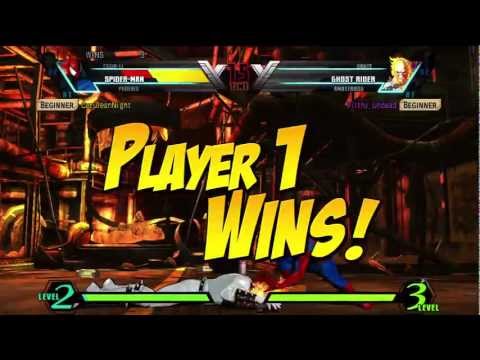 Ultimate Marvel vs Capcom 3 (PS3) -- Non-Ranked Matches 58 - Spider-Man Web Throw Loop Finish