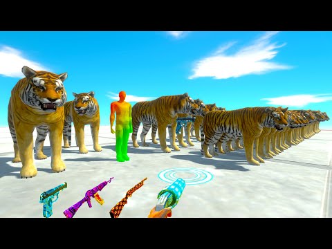100x TIGER + FPS AVATAR RESCUE MISSION - Animal Revolt Battle Simulator