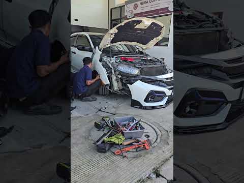 install new front fender civic turbo fk8#jdm#turbo#fk8#airflow#civic#honda#