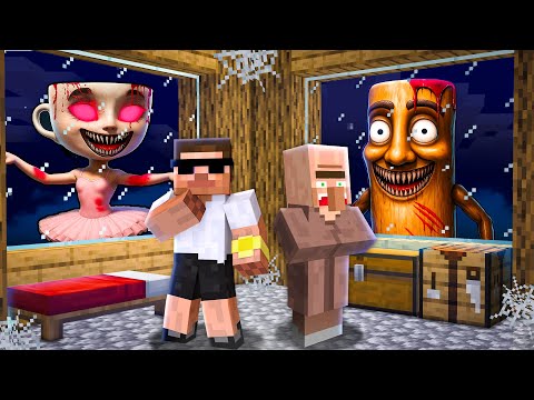 I Got Trapped with Villager in Horror Brainrot House..😲