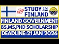 Finland Government Scholarships 2026 Fully Funded Bachelors Masters PhD Study Free In Finland