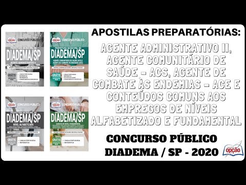 Apostilas Preparatórias Concurso Público Prefeitura Municipal de Diadema / SP - 2020