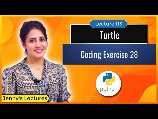 Turtle Coding Exercise for Beginners in Python |Exercise 28 | Python for Beginners #lec113