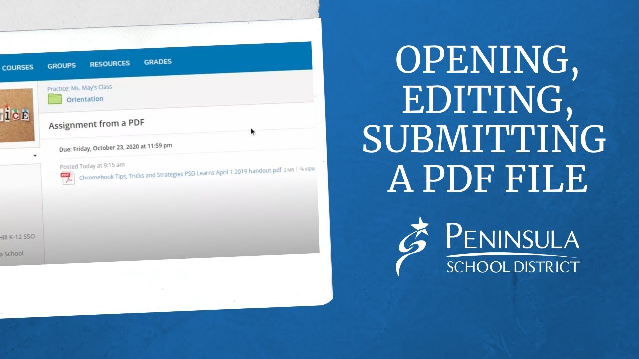Family Supports | How Students Open, Edit, and Submit a PDF file in Schoology
