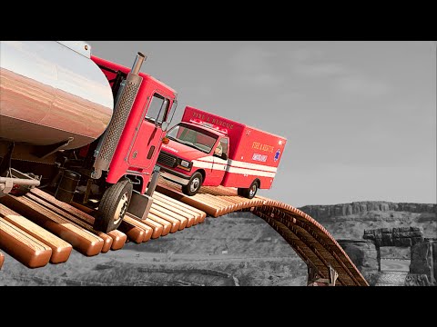 Cars VS Wave Bridge In BeamNG Drive Game