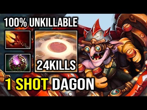 WTF 1 Shot Level 5 Dagon Unlimited Skill Spam with 100% Unkillable OC Timbersaw Dota 2