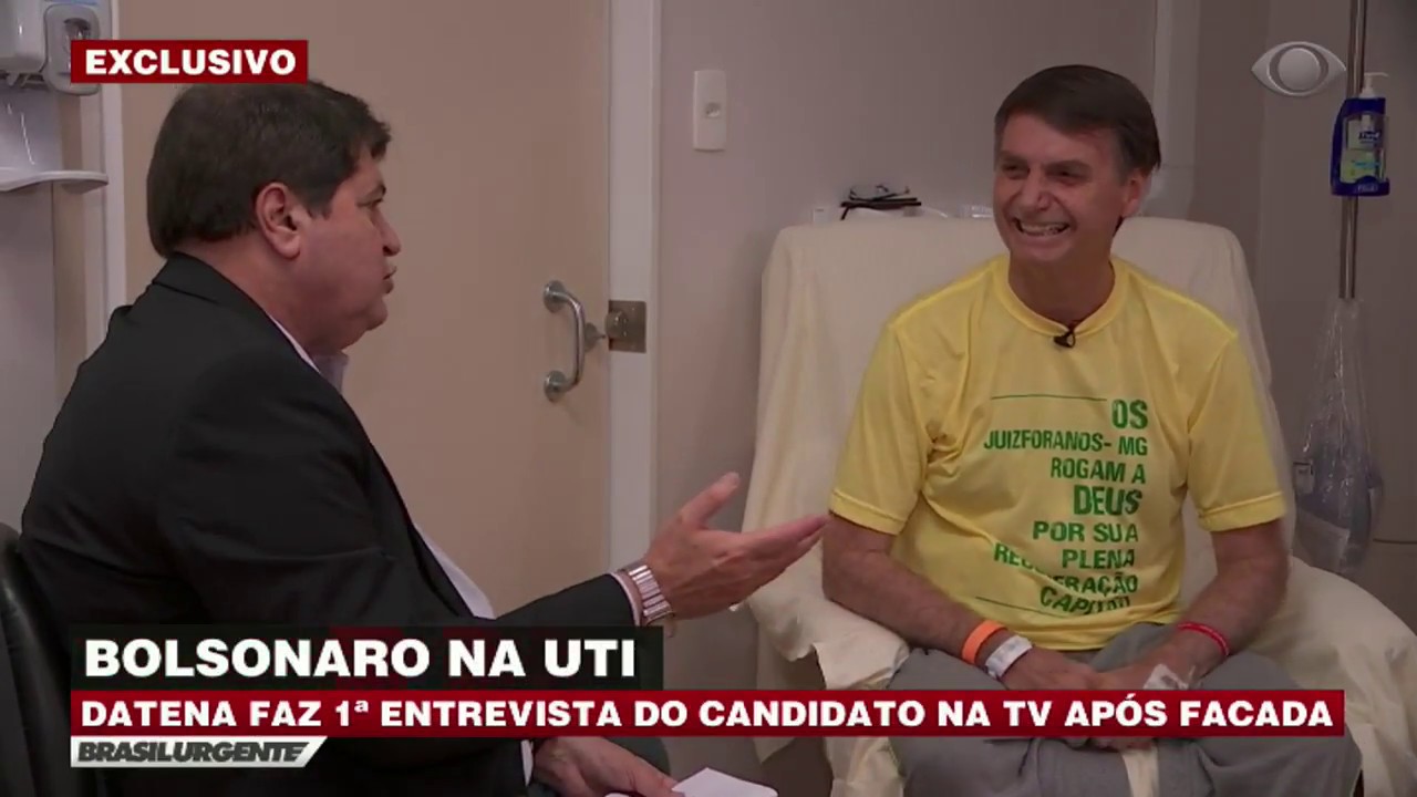 Datena entrevista Bolsonaro na UTI de hospital em SP
