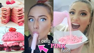 I only ate PINK food for 24 HOURS challenge!!!
