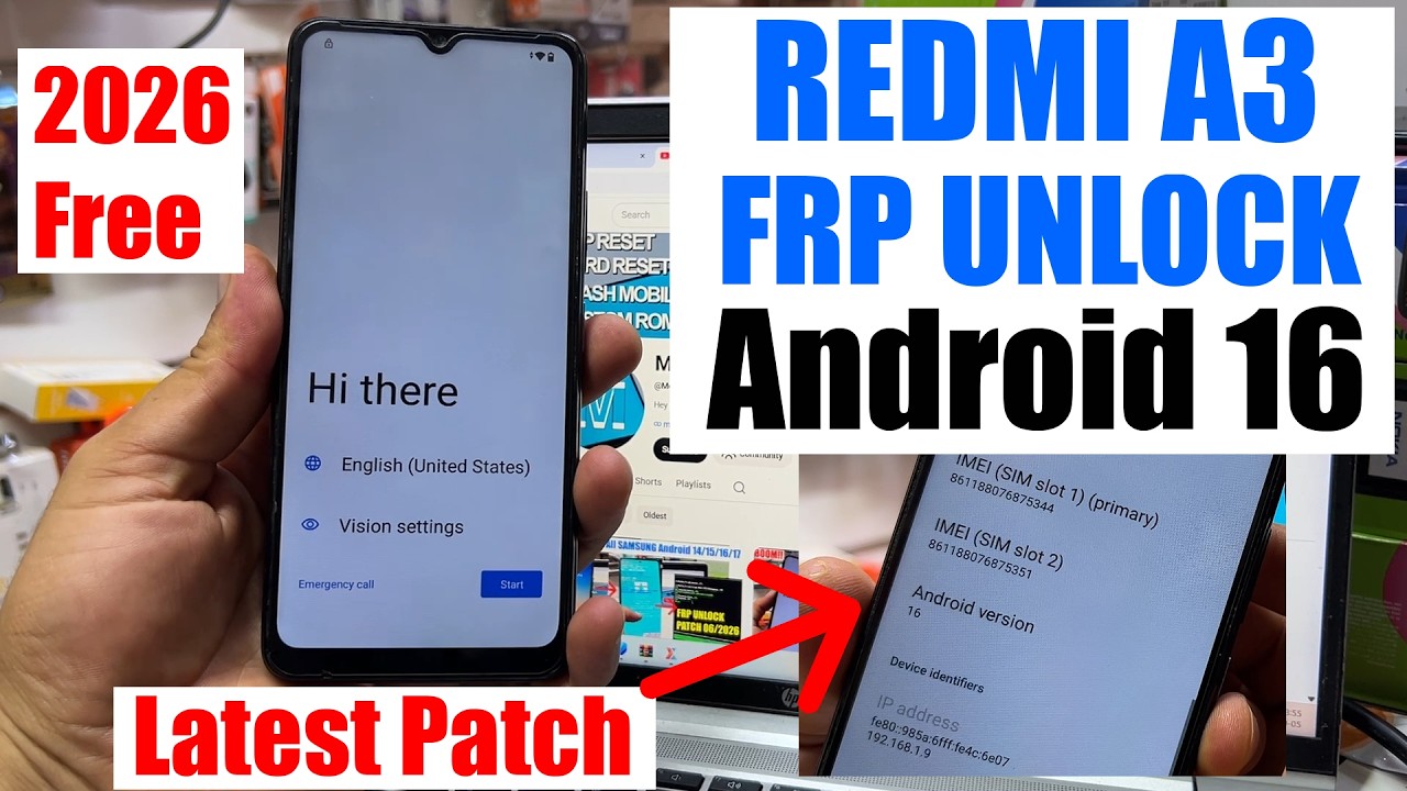 Redmi A3 FRP Bypass Android 16 2026 | Remove Google Account 23129RN51X | Samsung a3 FRP Unlock