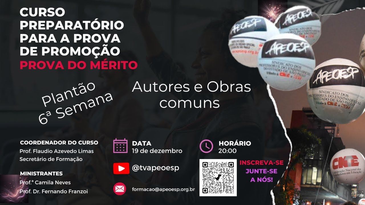Curso Preparatório – Prova do Mérito - Plantão da 6ª Semana – Autores e Obras comuns